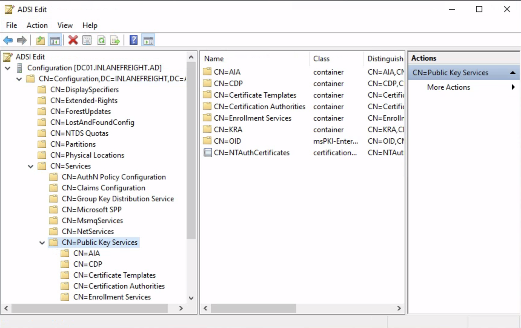 Configuration > Services > Public Key Services