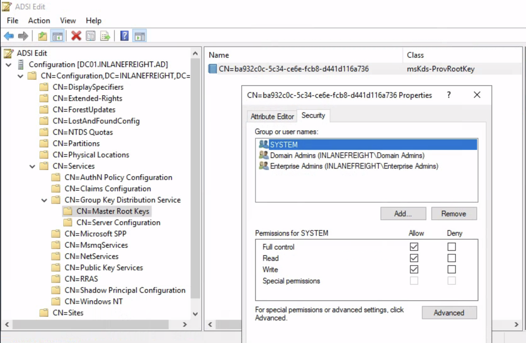 对林根域KDS 密钥属性具有访问权限的主体